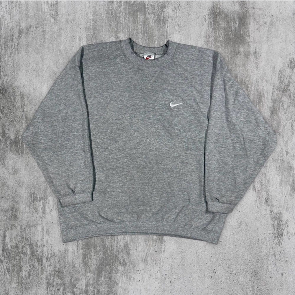 Vintage Nike Blank Grey Crewneck Sweatshirt Made In USA Youth Small
